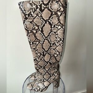 Zara snakeskin knee high boot